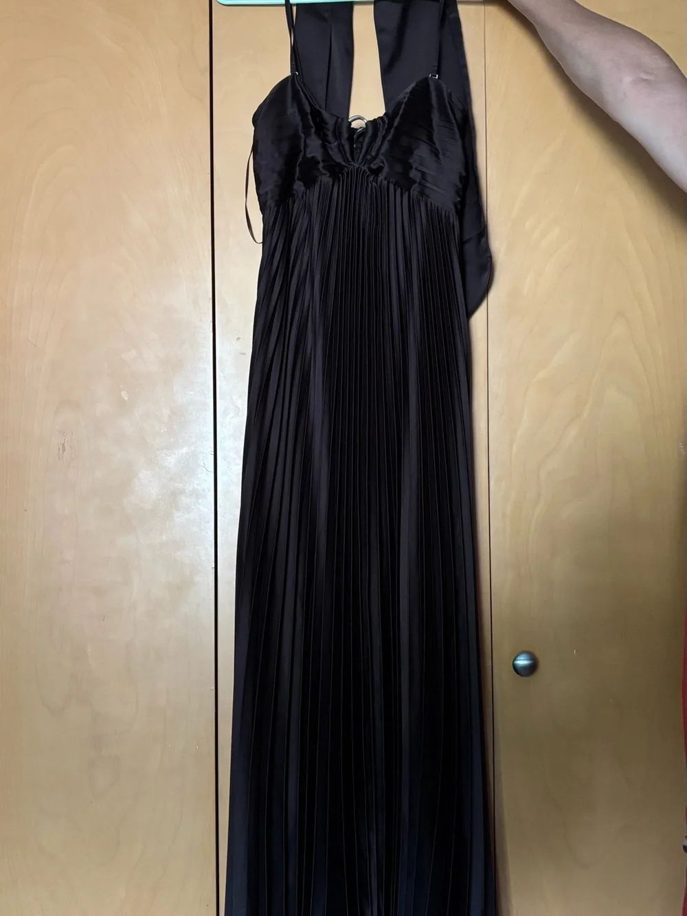 Abercrombie Strapless Pleated Maxi Dress in Dark Brown